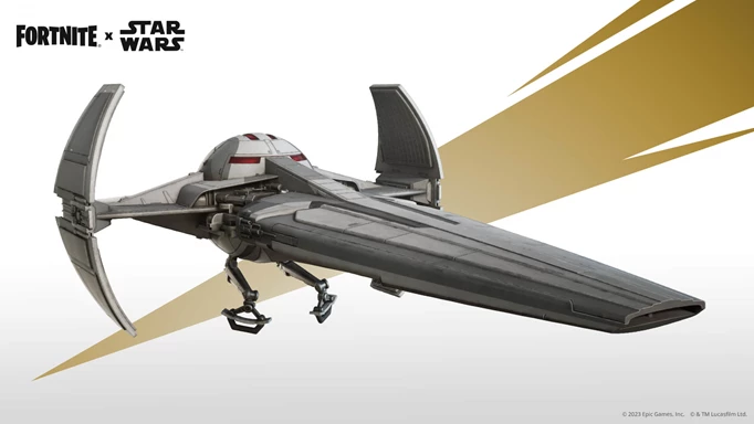 The Sith Infiltrator Glider from the latest Fortnite x Star Wars crossover