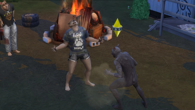 Two werewolves interacting in The Sims 4 Werewolves