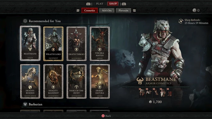 recommended for you section in diablo 4 shop this weekly reset