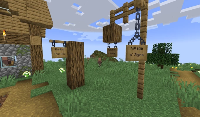 an image of the hanging signs in Minecraft 1.20 Trails and Tales
