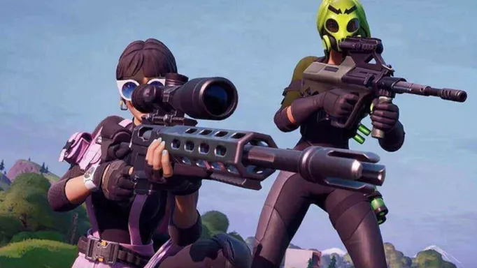 A player using a Sniper Rifle in Fortnite