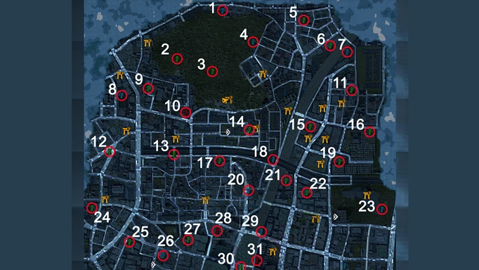 Ghostwire Tokyo Jizo Statues: Locations of Jizo Statues in the top half of the map