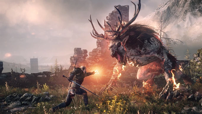 The Witcher stag attack