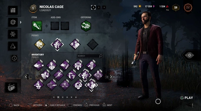 The Adept Build, one of the best builds to run on Nicolas Cage in Dead by Daylight
