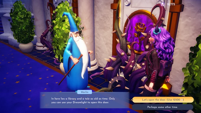 Screenshot of the Beauty and the Beast realm door in in Disney Dreamlight Valley