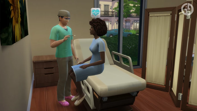 Swabbing a patient in The Sims 4