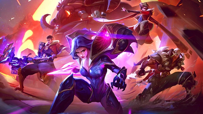 League of Legends Patch 13.4: Several characters pose heroically