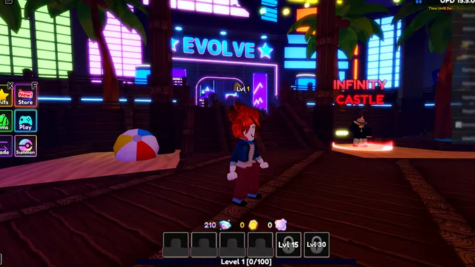 Screenshot of the evolve area in Anime Adventures