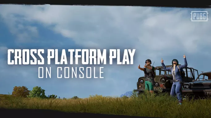 screenshot of pubg players with the words 'cross platform play on console'