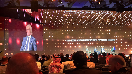 Michael Bay appearing at Next World Forum.