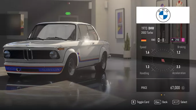 The BMW 2002 Turbo, the fastest e-class car in Forza Motorsport
