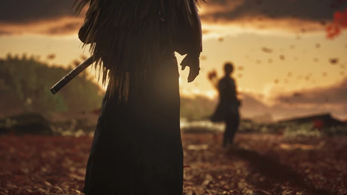 A samurai prepares to face his enemy in Ghost of Tsushima