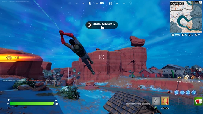 Once you have found the Fortnite Spider-Man mythic locations you can swing.