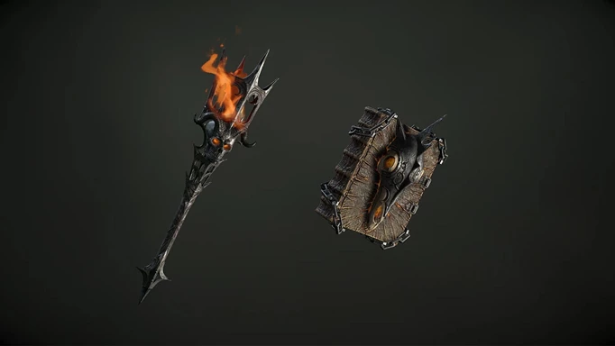 The Skull Torch and Fell Steed Mount Trophies from defeating The Beast in the Ice
