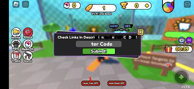 Shoot the screen to redeem the wall simulator code