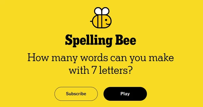 screenshot showing the spelling bee splash art from the nyt