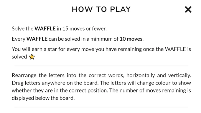 Image showing you how to play Waffle