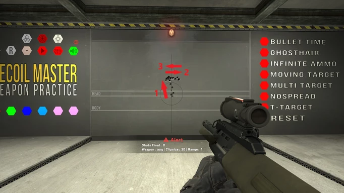 Image of the AUG spray pattern in CS:GO
