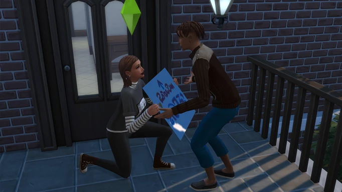 A sim promposing to another