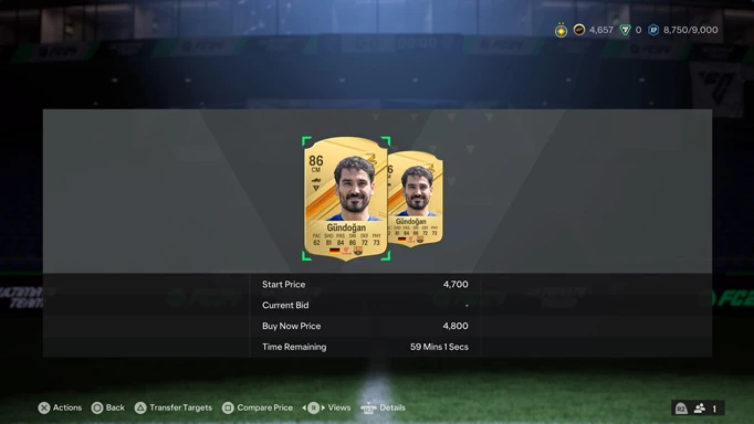 Image of Ilkay Gundogan, one of the cheapest 86 rated players on the tranfer market in EA FC 24