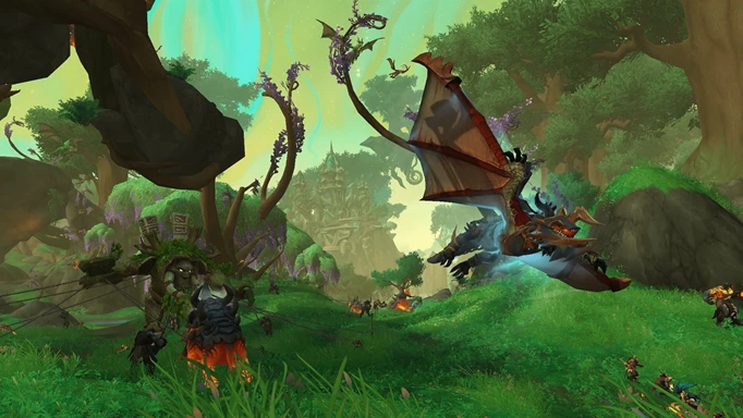 Dragonriding in the Emerald Dream in WoW