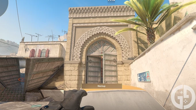 Image of the T Side A Long Corner flash lineup on Dust2 in CS2