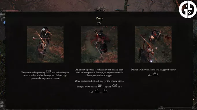 Parrying instructions in Lords of the Fallen