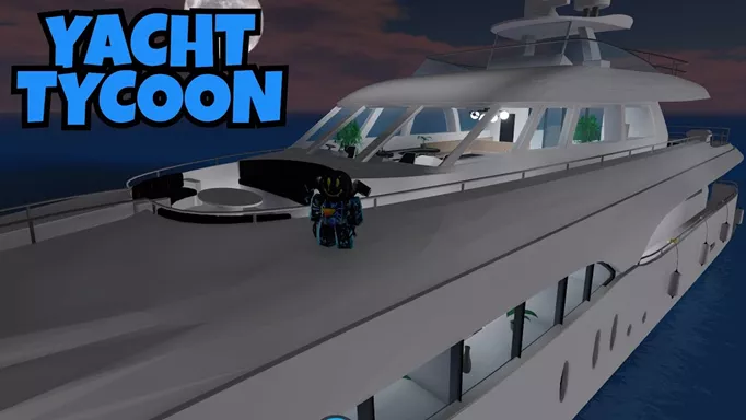 A player standing on a yacht in Yacht Tycoon