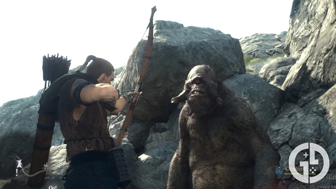 Firing a bow at a cyclops in Dragon's Dogma 2