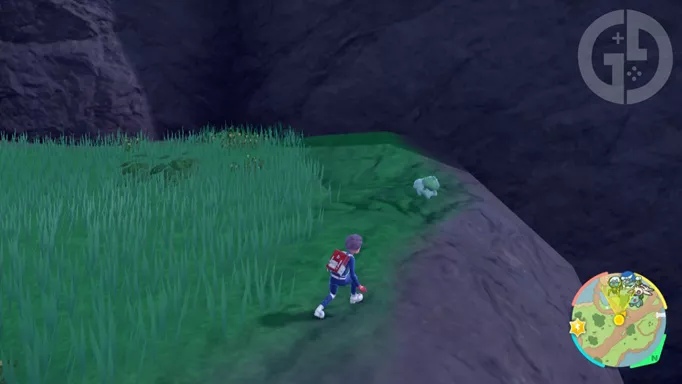 A Bulbasaur spawn location in The Indigo Disk in Pokemon Scarlet & Violet