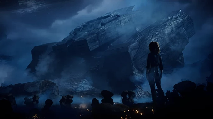 Ripley stares at the wreck of the Nostromo in Dead by Daylight