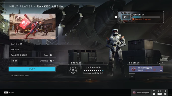 Halo Infinite Playlists matchmaking screen