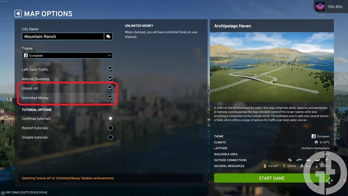 Image of the cheats available in Cities Skylines 2 and how to enable them