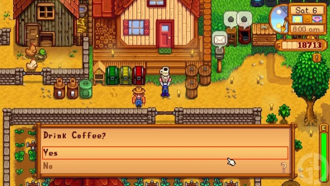 A speedy cup of coffee in Stardew Valley