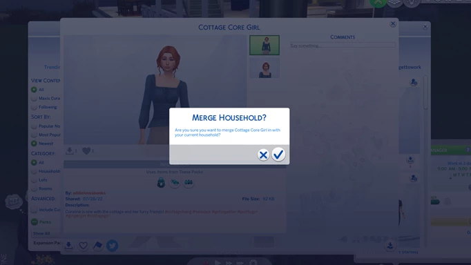 Sims 4: Merge Households through gallery option