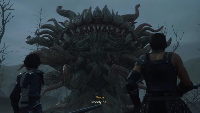 Скриншот Морбола в Final Fantasy 16 с текстом «Кровавый ад!»