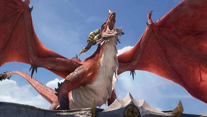 A dragon roars in World of Warcraft.