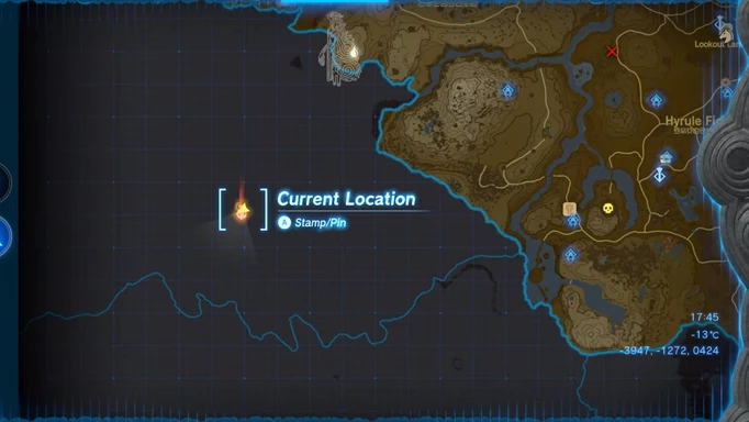 The Gerudo Highlands Skyview Tower location on the map