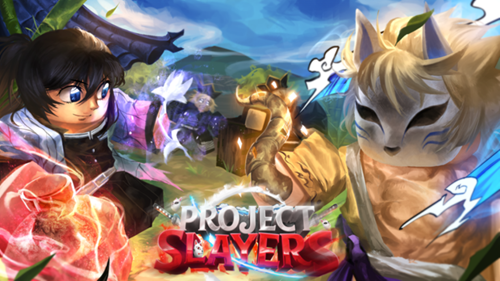 Image shows key art for Project Slayers, including Shiron on the left