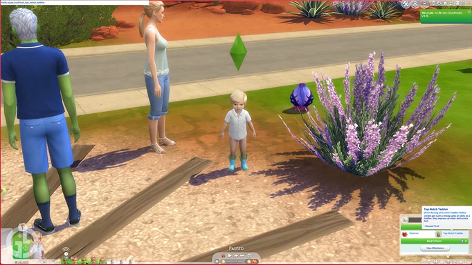 Image showing the top-notch toddler trait added to a Sim