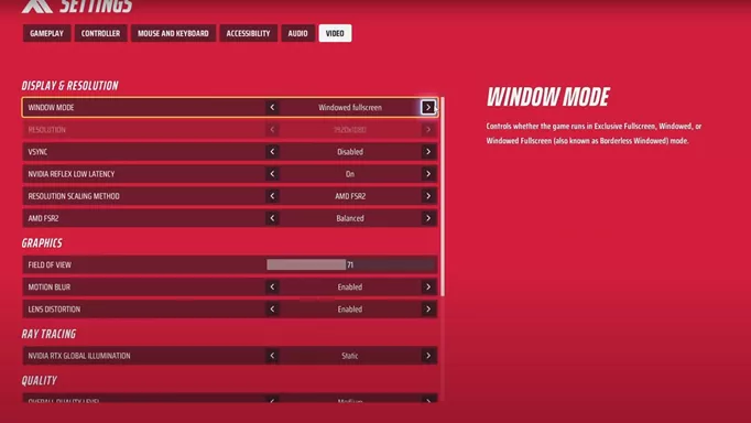 Changing Window Mode in THE FINALS