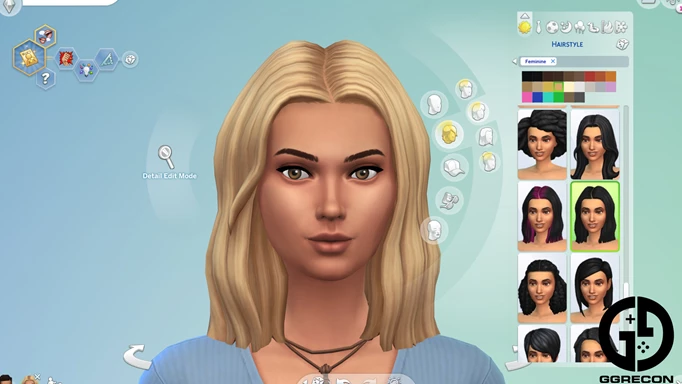 The Sims 4 CAS menu, showing Maxis eyelashes