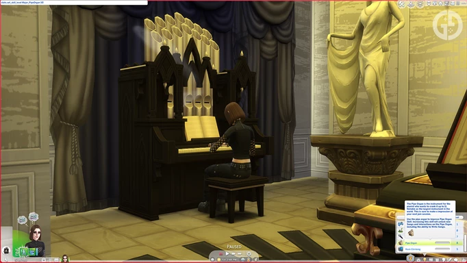 A Vampire using a Pipe Organ in The Sims 4