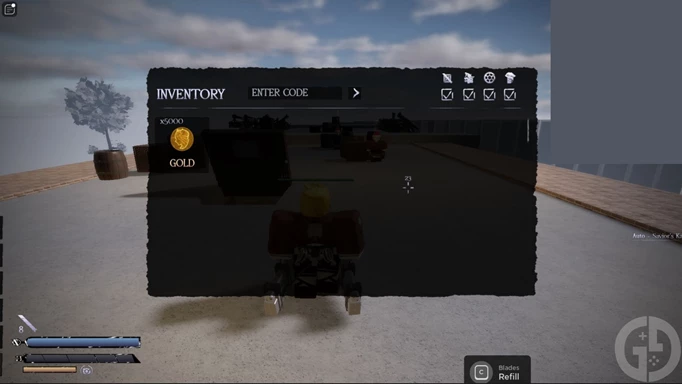 The code redemption screen for Roblox Attack on Titan Vengeance