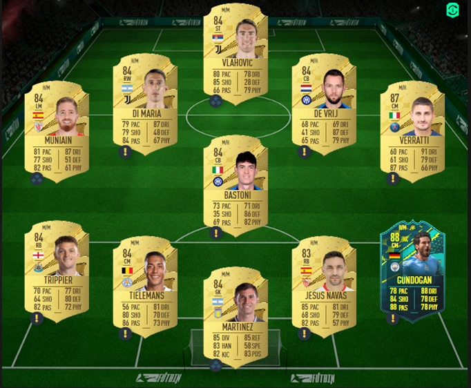 88+ Prime, Mid, or World Cup Icon Upgrade 85-Rated Squad