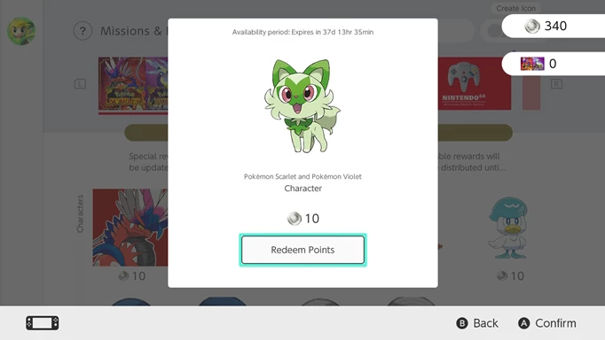 Purchasing the icon with Platinum Points. Part fo the how to get Pokemon Scarlet and Violet switch icons