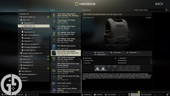 Image of the NFM THOR Concealable Reinforced Vest body armor in Escape from Tarkov