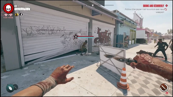 an image of Dead Island 2 gameplay showing the Cole zombie