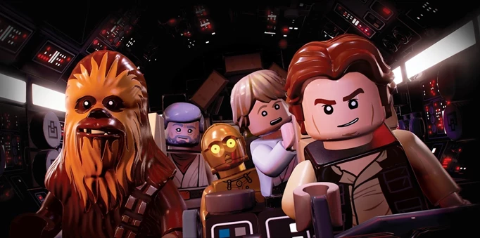 LEGO Star Wars screenshot featuring Chewbacca, Luke Skywalker and more