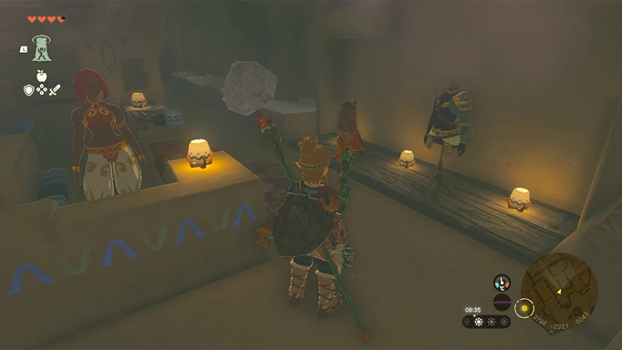 Visiting the Secret Shop in Gerudo Town to buy heat resistance armour in Zelda Tears of the Kingdom